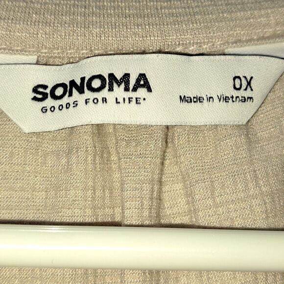 Sonoma Beige Soft Stretchy V-Neck Top with Long Sleeves Plus Size 0X - Picture 4 of 16
